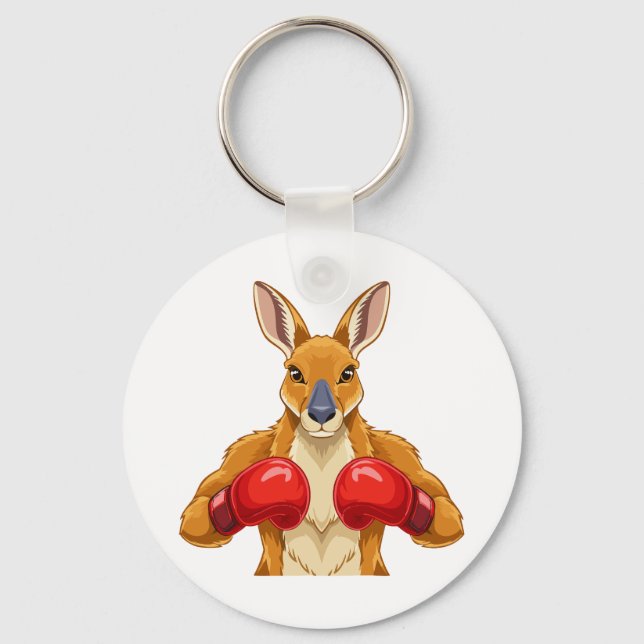 Animated kangaroo with red boxing gloves  keychain (Front)