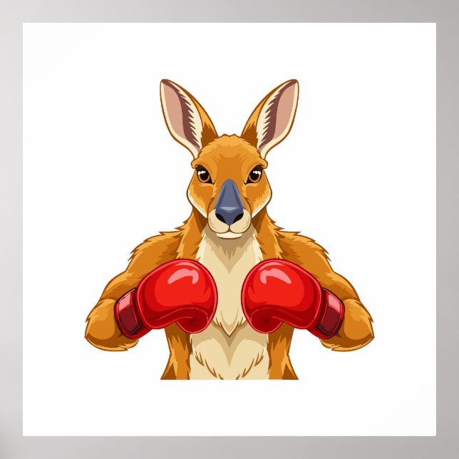 Animated kangaroo with red boxing gloves  poster (Front)