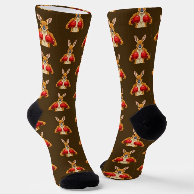 Animated kangaroo with red boxing gloves  socks (Angled)