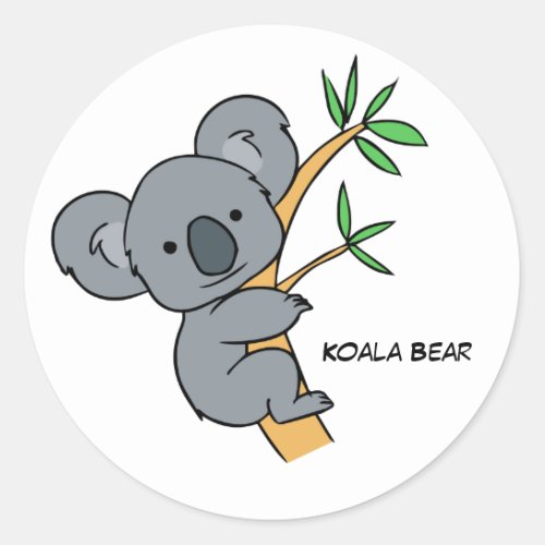 Animated Koala Bear Classic Round Sticker