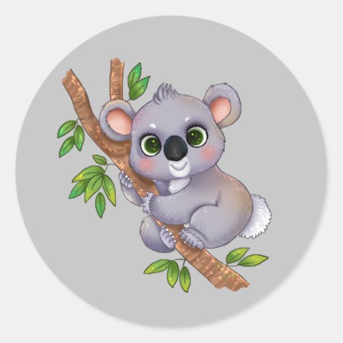 Animated Koala Bear Classic Round Sticker