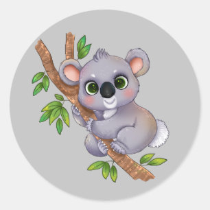 Animated Koala Bear Classic Round Sticker