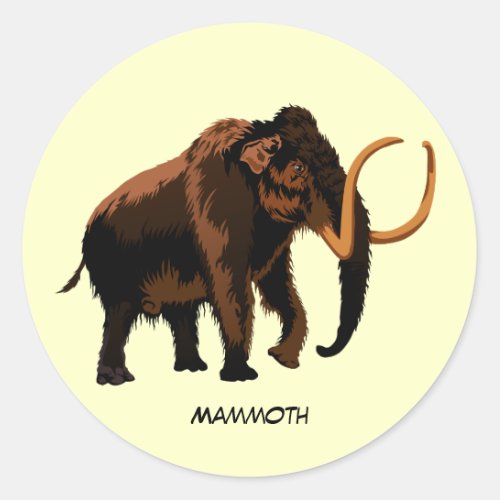 Animated Mammoth Classic Round Sticker