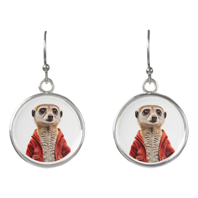 Animated Meerkat Dangle Earrings (Front)