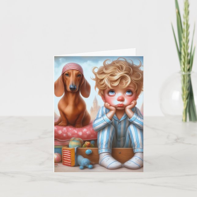 Animated Night Cap Dachshund Card (Front)