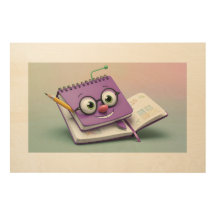 Animated Notebook Character with Creative Drawings