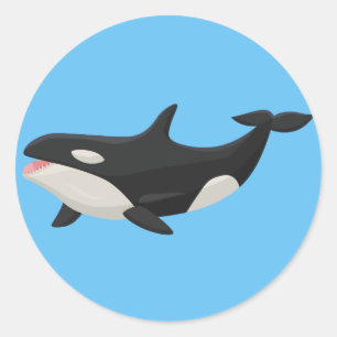Animated Orca whale Classic Round Sticker
