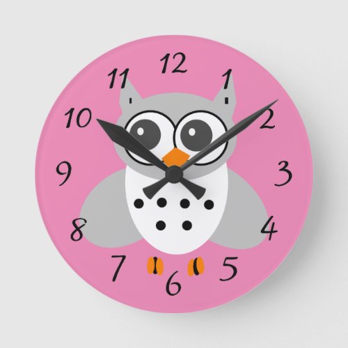 Animated Owl Round Clock