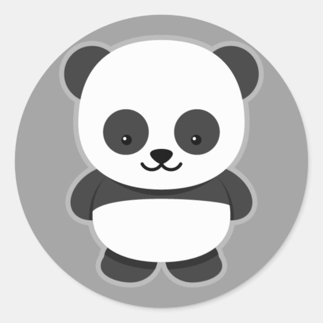 Animated Panda Bear Classic Round Sticker (Front)