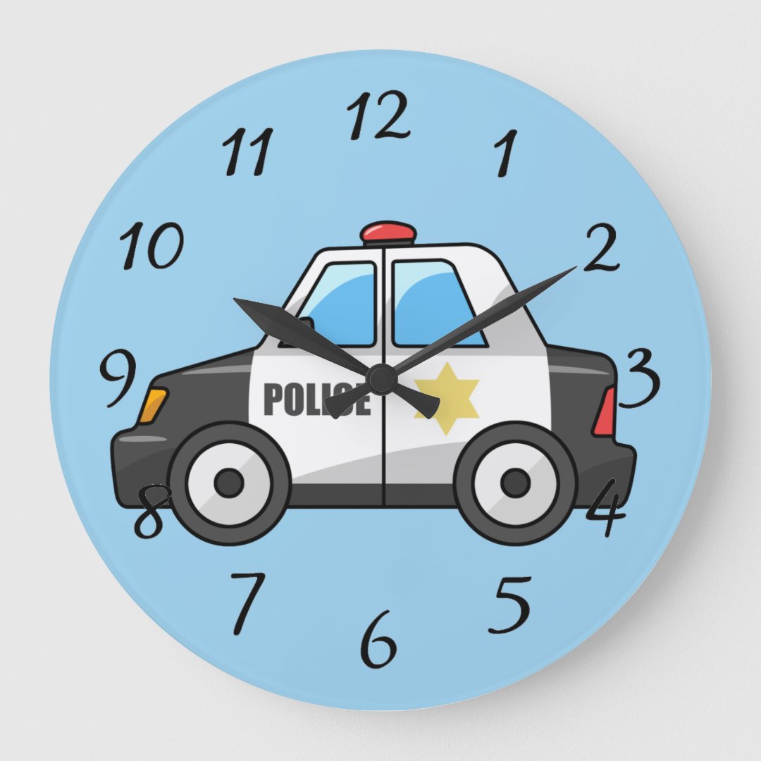 Animated Police Car Large Clock | Zazzle