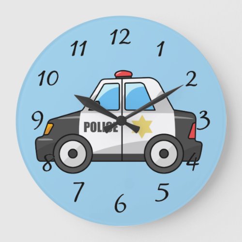 Animated Police Car Large Clock
