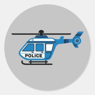 Animated Police Helicopter Classic Round Sticker