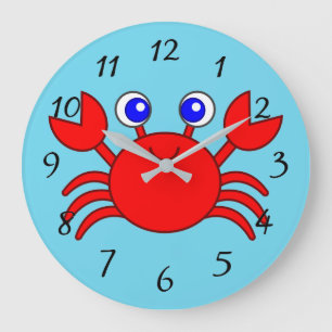 Animated Red Crab Large Clock