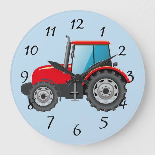 Animated Red Tractor Large Clock