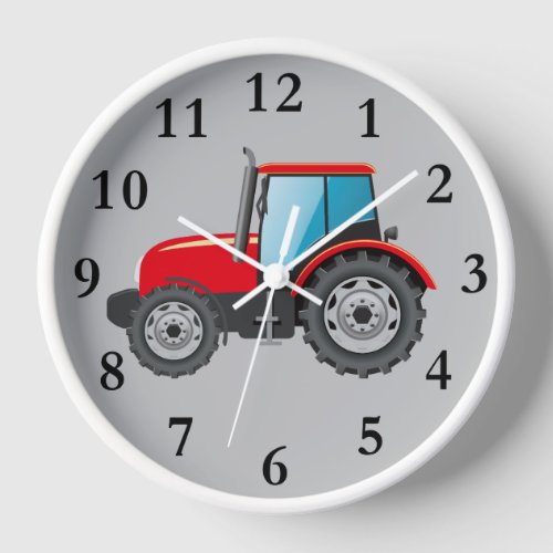 Animated Red Tractor round clock