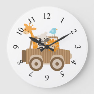 Animated Safari Animals Large Clock
