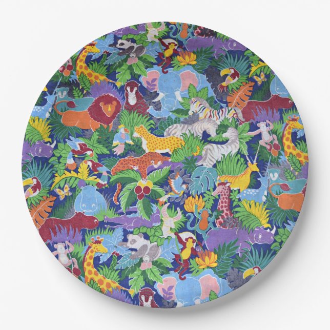 Animated Safari Animals Paper Plates (Front)