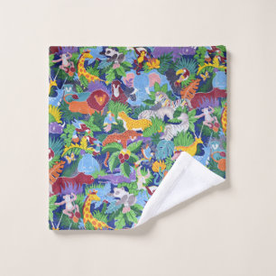 Animated Safari Animals Wash Cloth