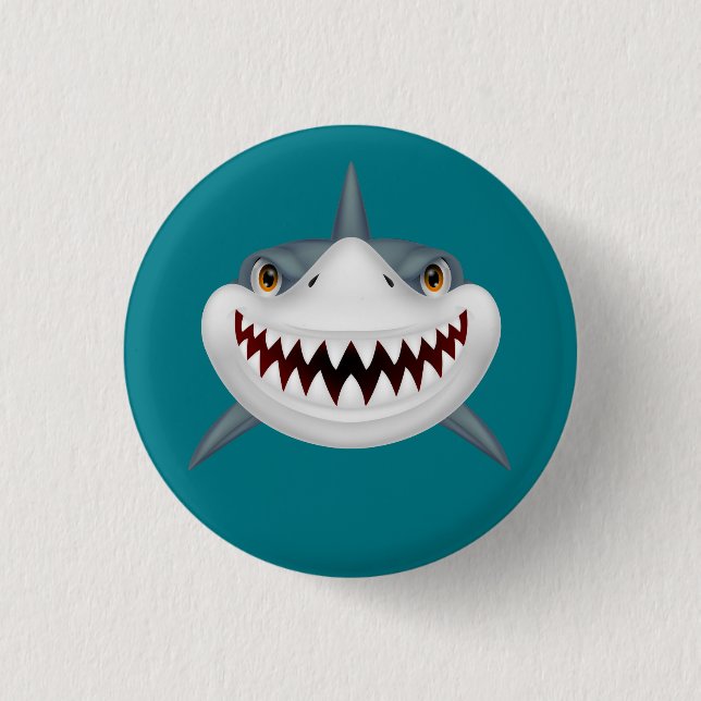 Animated Scary Shark Face Button (Front)