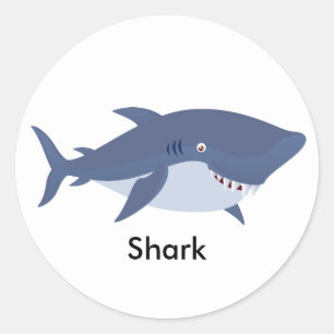 Animated Shark Classic Round Sticker