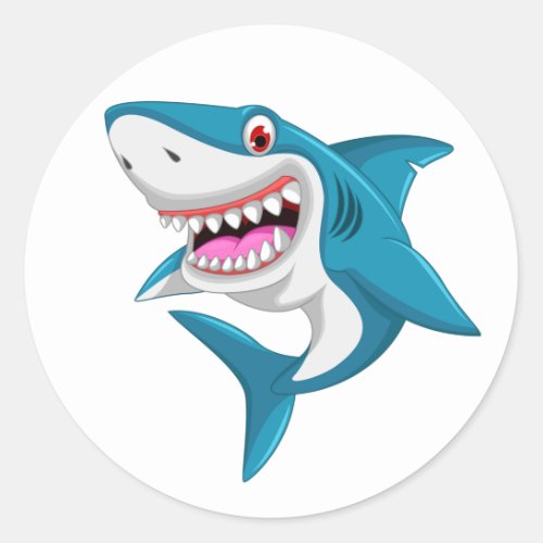 Animated Shark Classic Round Sticker
