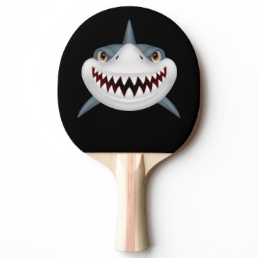 Animated shark face ping pong paddle