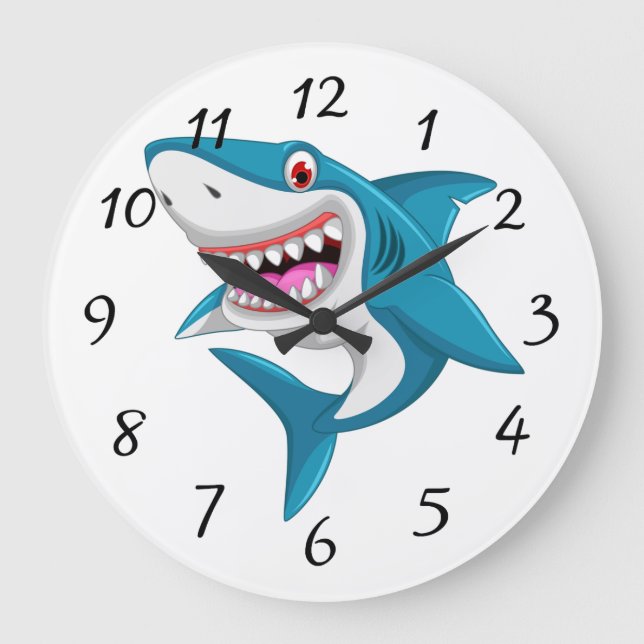 Animated Shark Large round Clock (Front)