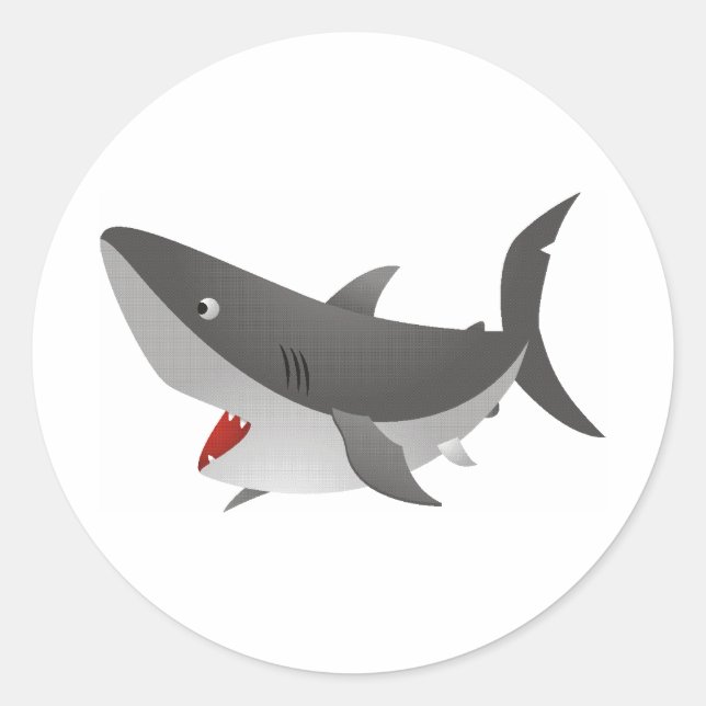Animated Shark round stick Classic Round Sticker (Front)