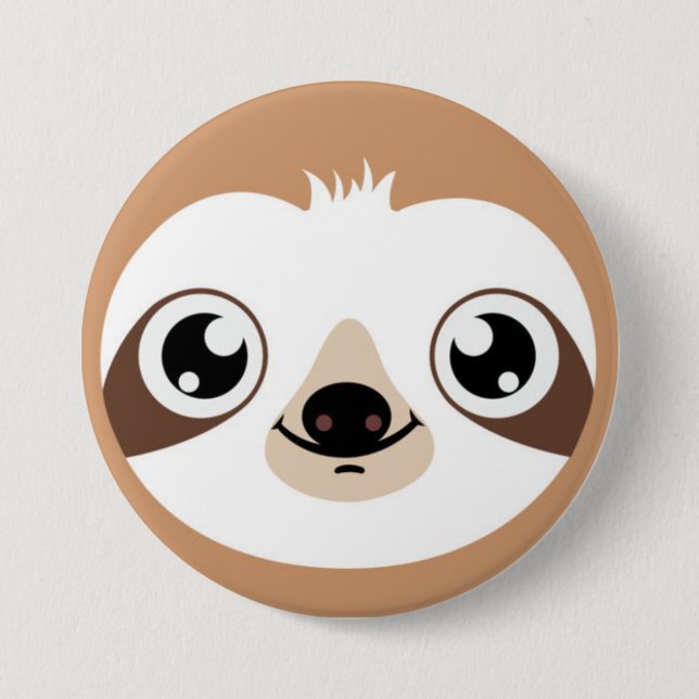 Animated Sloth Face Button (Front)