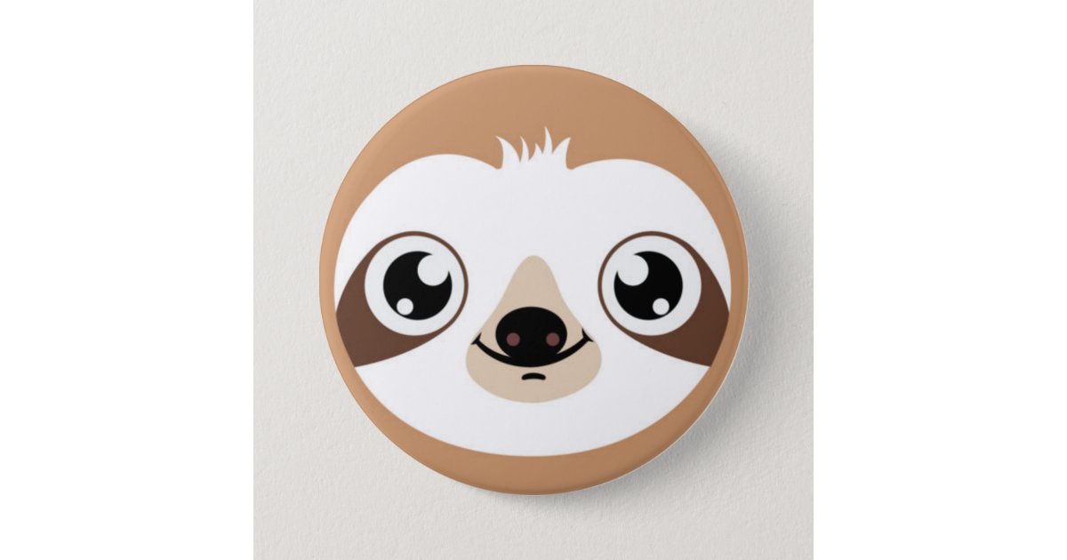 Animated Sloth Face Button Zazzle