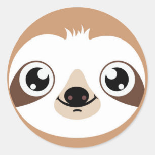Animated Sloth Face Classic Round Sticker