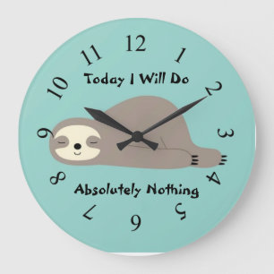 Animated Sloth Large Clock