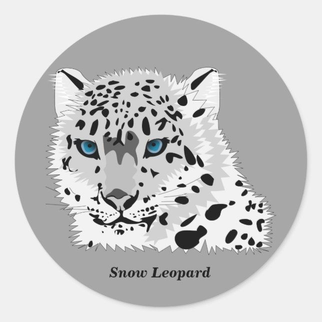 Animated Snow leopard Classic Round Sticker (Front)
