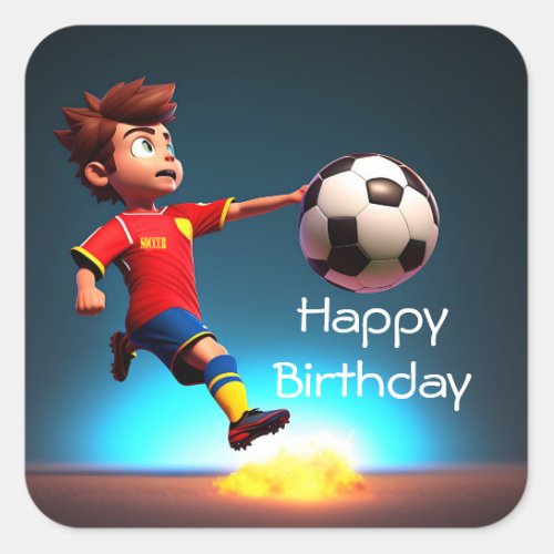 Animated Soccer Player With Ball Birthday Sticker