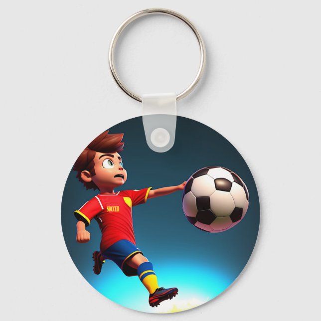 Animated Soccer Player With Ball, Keyring (Front)
