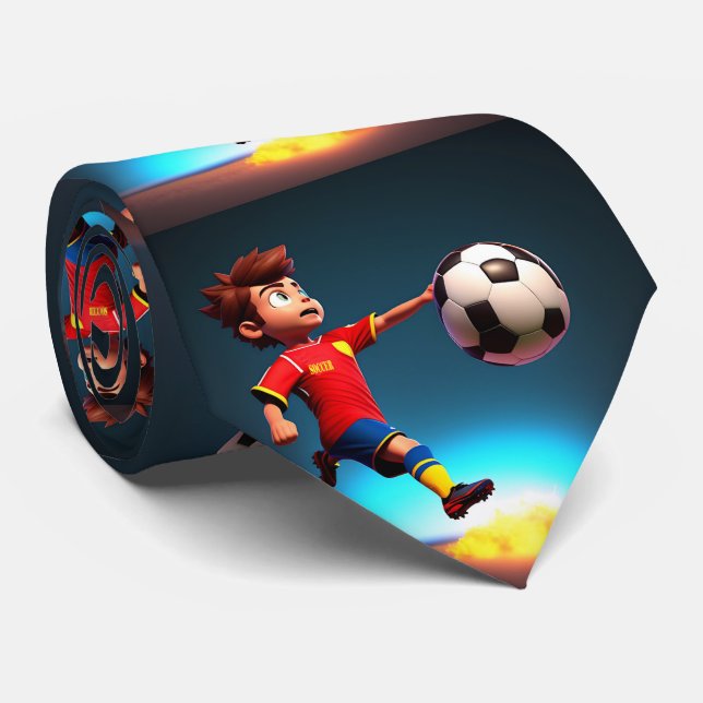 Animated Soccer Player With Ball, Neck Tie (Rolled)