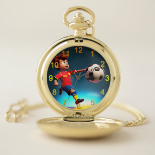 Animated Soccer Player With Ball, Pocket Watch