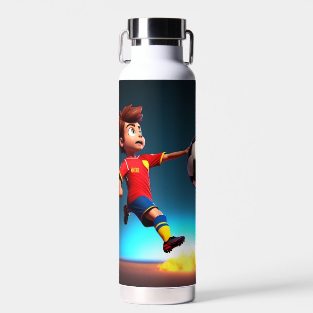 Animated Soccer Player With Ball,  Water Bottle (Front)