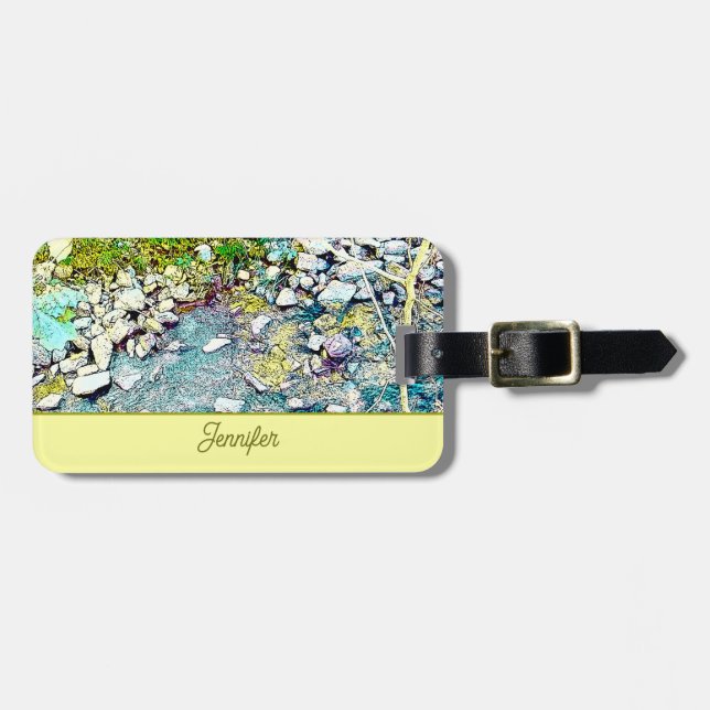 Animated stream nature scene luggage tag (Front Horizontal)