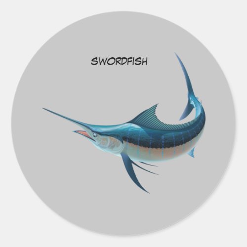 Animated Swordfish Classic Round Sticker