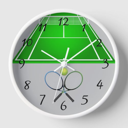 Animated Tennis Court and rackets round clock