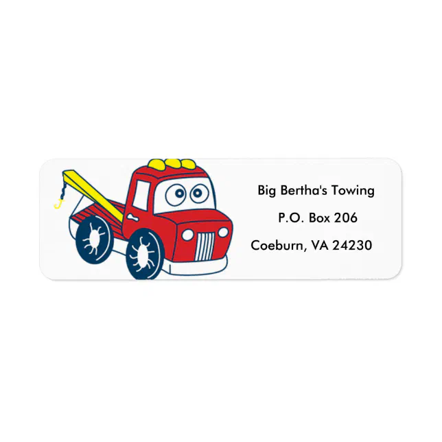 Animated Tow Truck Label | Zazzle