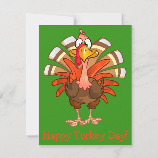 Animated Turkey Thanksgiving Greeting Card (Front)