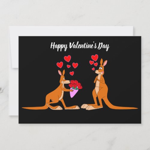 Animated Valentines Day Kangaroos flat card