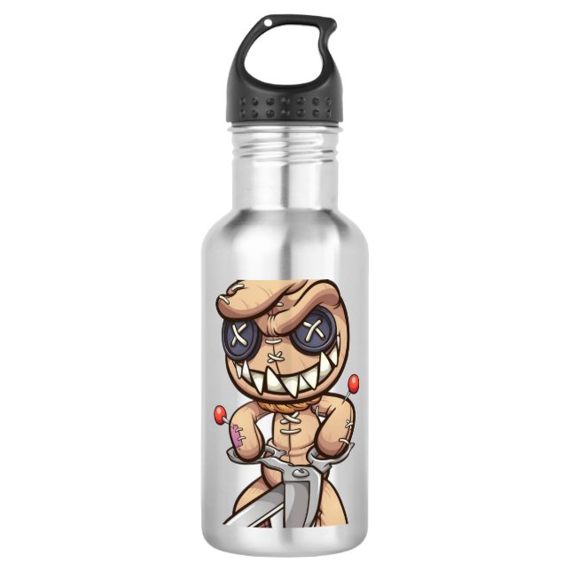 Animated Voodoo Doll Stainless Steel Water Bottle (Front)