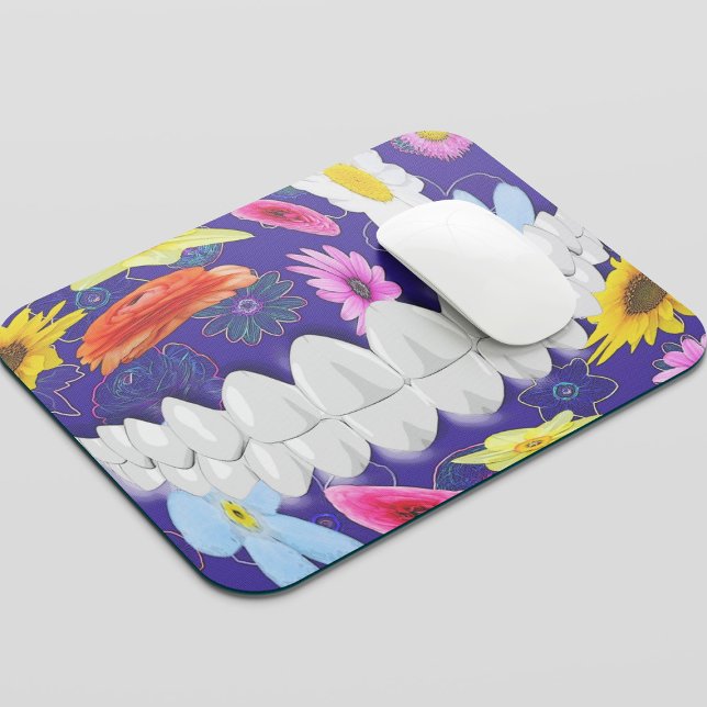 Animated White Teeth Smile Dentist Mousepad (Dental art)