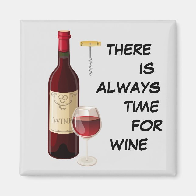 Animated wine bottle and glass magnet (Front)