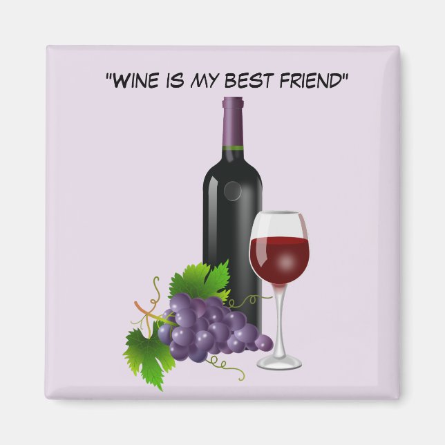 Animated wine bottle with glass magnet (Front)