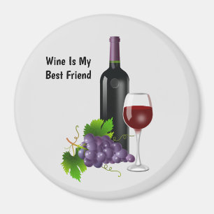 Animated wine bottle with glass magnet