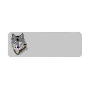 Animated Wolf Face Label